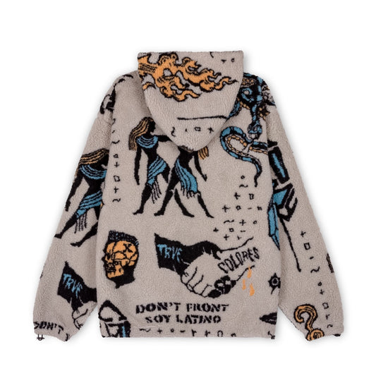 Sudadera Grimey LOST BOYS All Over Sherpa Hoodie - Cream | Winter 22