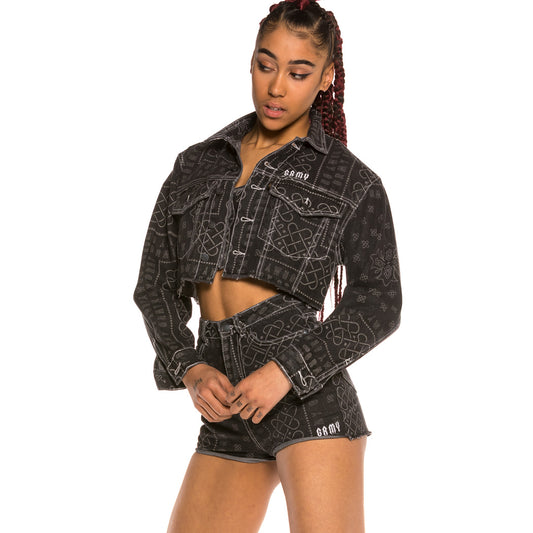 Pack Grimey Chaqueta + Short Carnitas Girl Denim SS20 Black
