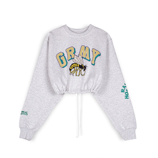 Sudadera de Chica Grimey "HIVE" Crop Heavyweight Crewneck - Sport Grey | Fall 22