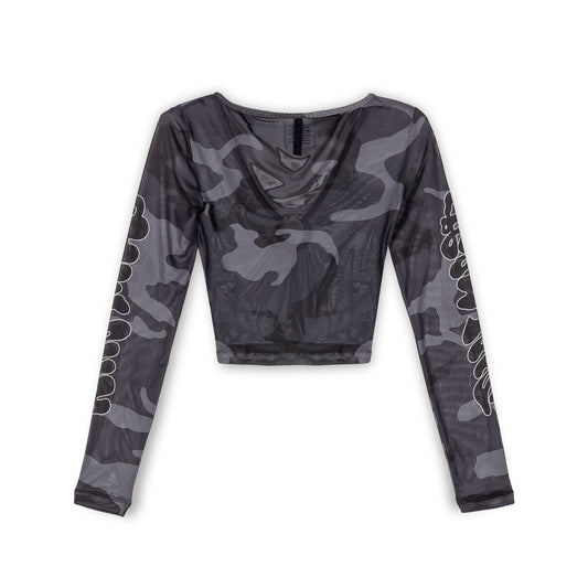 TOP GRIMEY TUSKER TEMPLE MICRO MESH GIRL CROP - BLACK | FW23