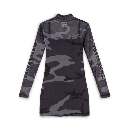 VESTIDO GRIMEY TUSKER TEMPLE MICRO MESH GIRL LONG SLEEVE - BLACK | FW23
