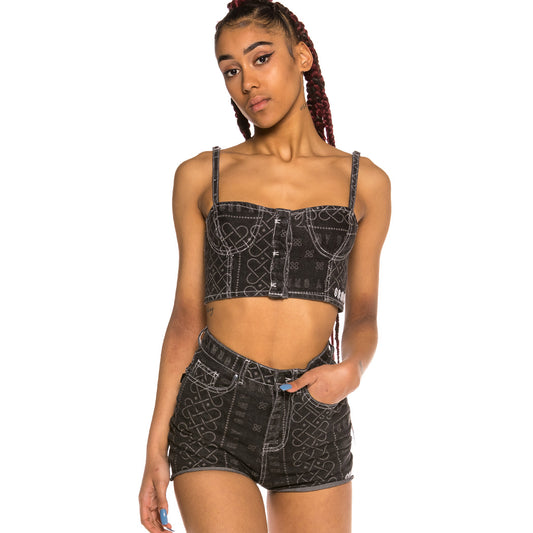 Top Grimey Chica Carnitas Denim SS20 Black