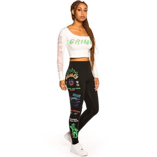 Pack Grimey LS shirt + Leggins "Destroy All Fear" - White / Black | Fall 21