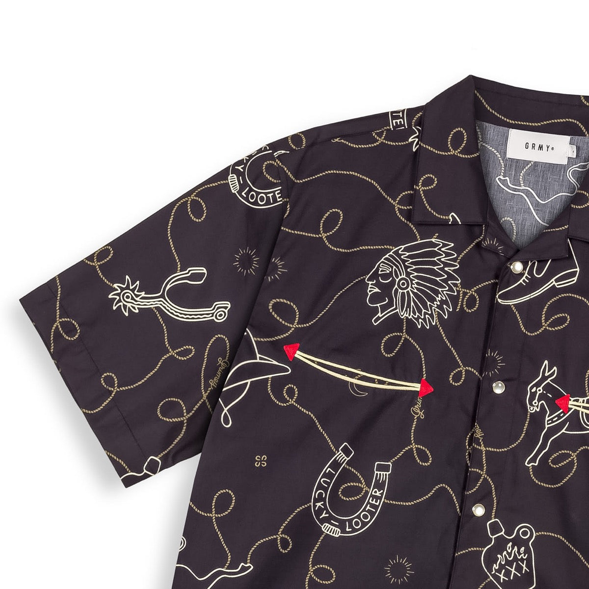 国内発送■GRIMEY■LONE HAND BUTTON UP SHIRT Grimey Lone Hand Button Up Shirt Black BLACK