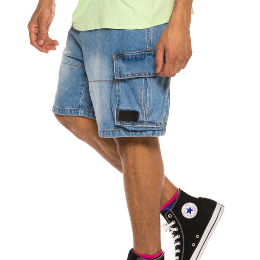 Grimey Yanga Cargo Denim Shorts SS20 Light Blue