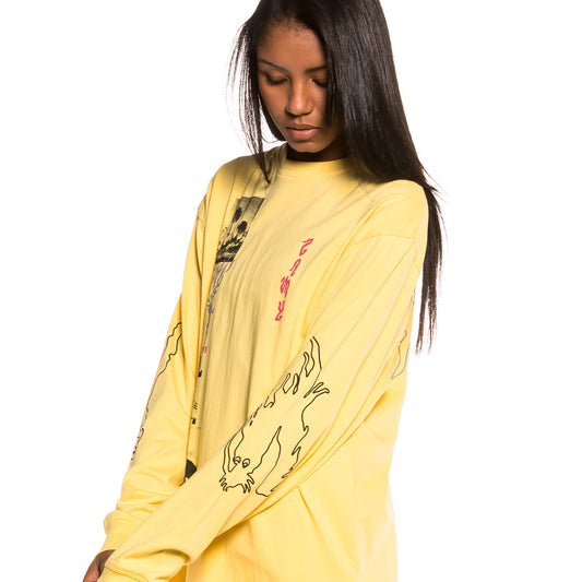 Unisex Grimey Yoga Fire Langarm-T-Shirt FW20 Gelb