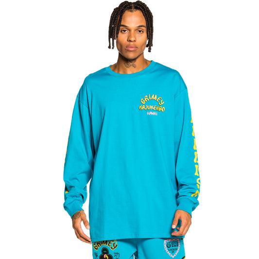 Grimey „Destroy All Fear“ Langarm-T-Shirt – Blau | Herbst 21