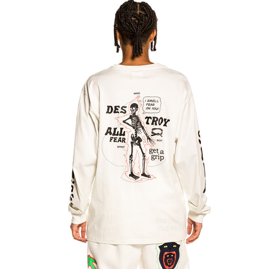 Grimey „Destroy All Fear“ Langarm-T-Shirt – Weiß | Herbst 21