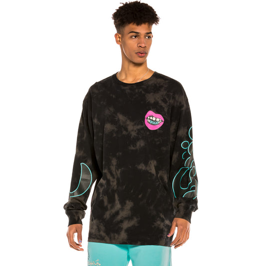 Grimey „Day Dreamer“ gebleichtes Langarm-T-Shirt – Schwarz | Frühling 22