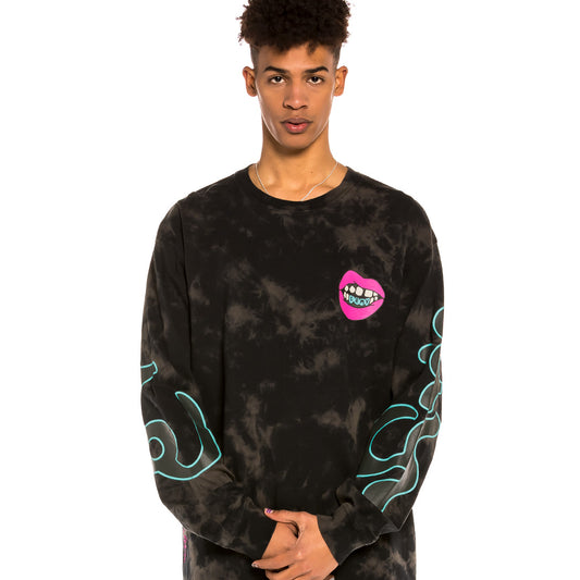 Grimey „Day Dreamer“ gebleichtes Langarm-T-Shirt – Schwarz | Frühling 22