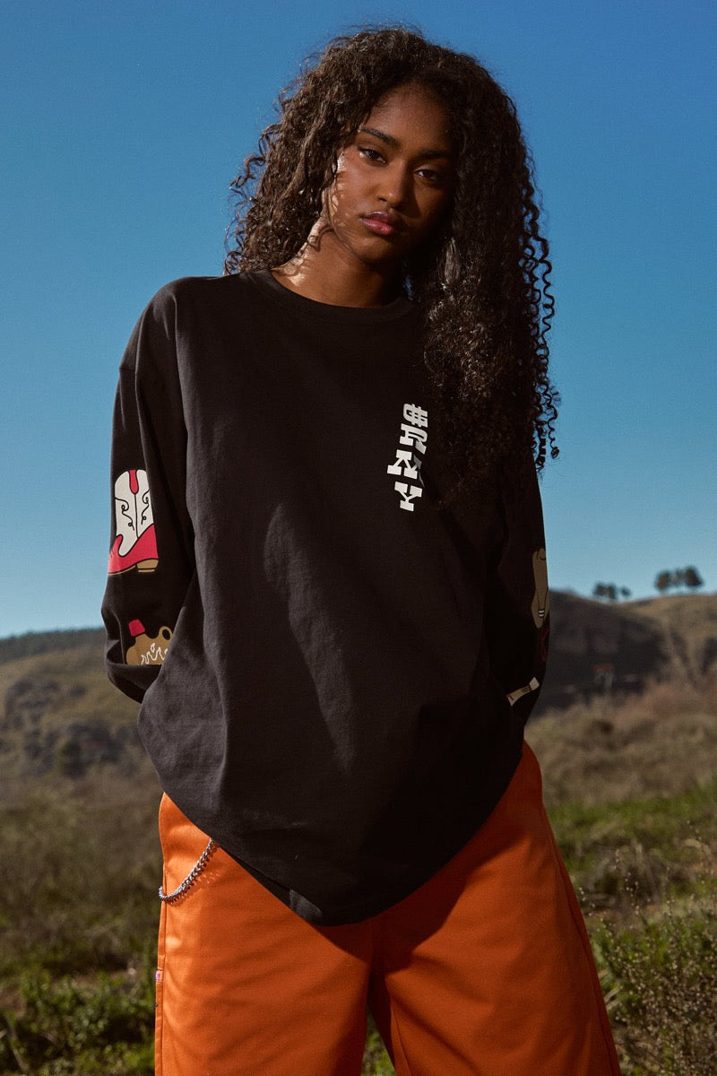 Grimey Lone Hand Long Sleeve Tee Black BLACK