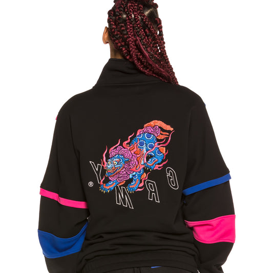 Unisex Sweatshirt Grimey Urmah Dojo Stehkragen SS20 Schwarz