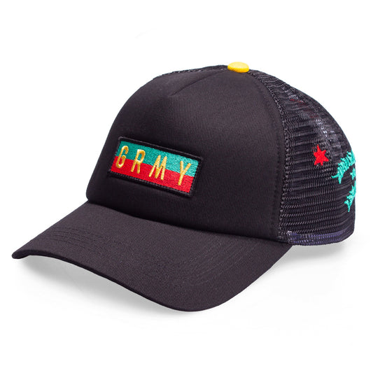 Grimey "Les Memories" Trucker Curved Visor Cap - Black | Winter 21