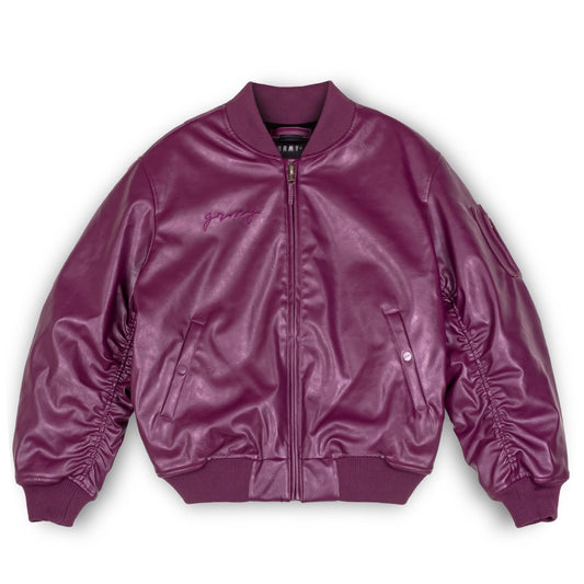 Chaqueta Bomber Grimey "IAM" PU Leather Wine
