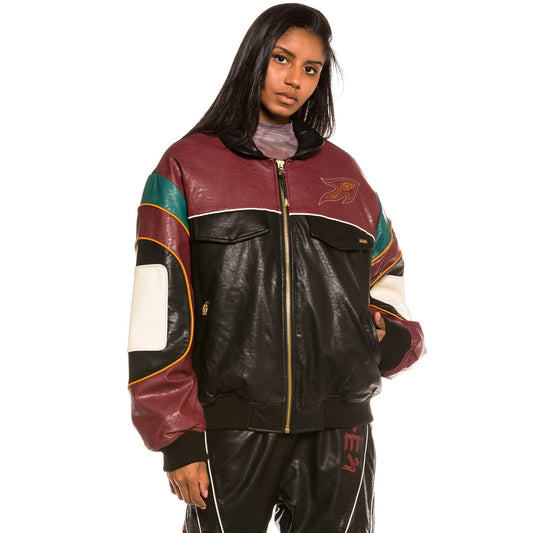 Grimey Call Of Yore Unisex PU Leather Bomber Jacket FW20 Black