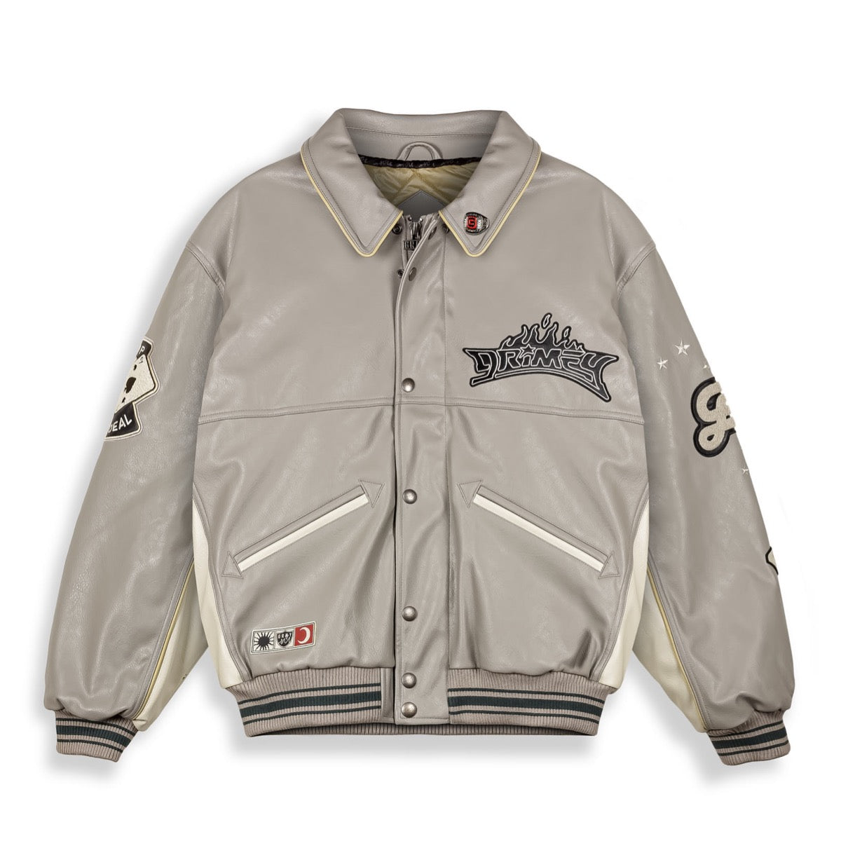 Grimey Deeper Pu Leather Jacket Grey Grey