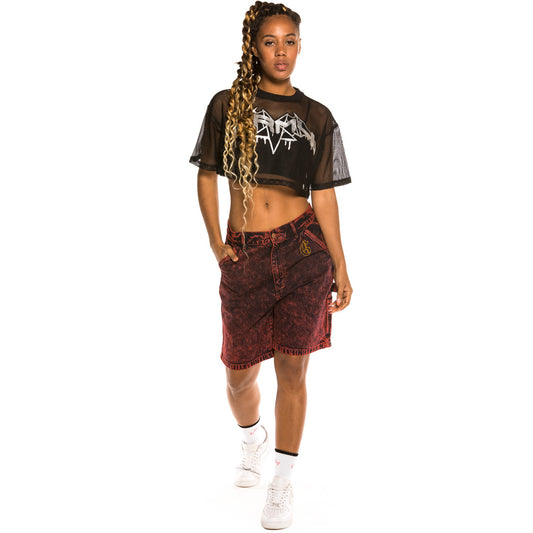 Grimey "Liveution" Unisex Denim Shorts - Red | Spring 21