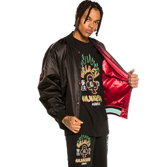 Grimey "Destroy All Fear" Reversible Satin Jacket - Red | Fall 21