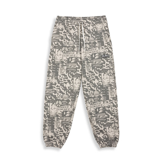 Pantalón chandal Grimey Peace Within All Over Print Light Grey