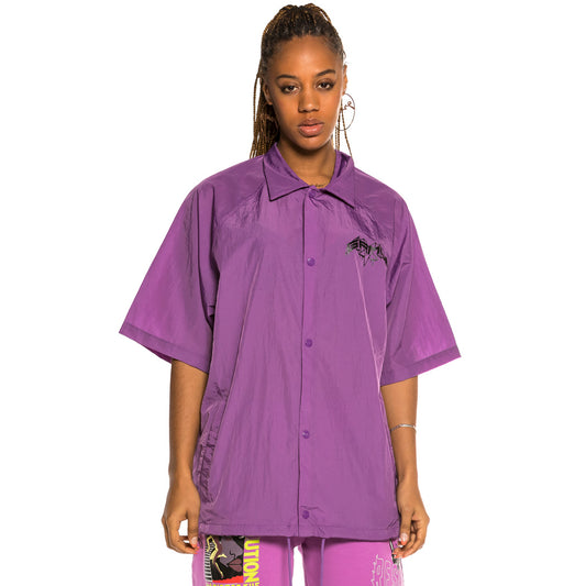 Grimey "Liveution" Unisex Short Sleeve Coach Jacket Purple | Spring 21
