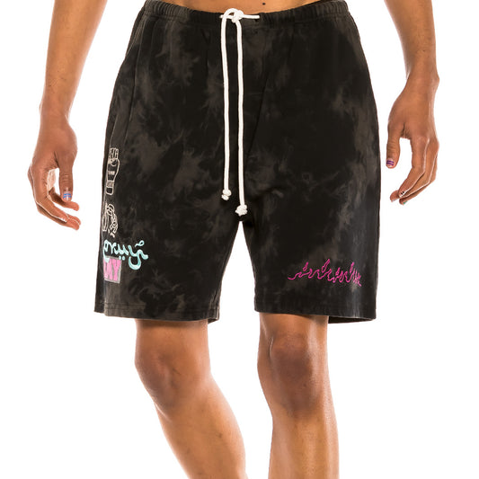 Grimey "Day Dreamer" Sweatshorts - Bleached Black | Spring 22