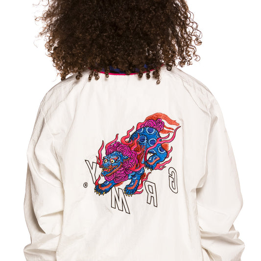 Unisex Sweatshirt Grimey Urmah Dojo Nylon Rundhalsausschnitt SS20 Weiß