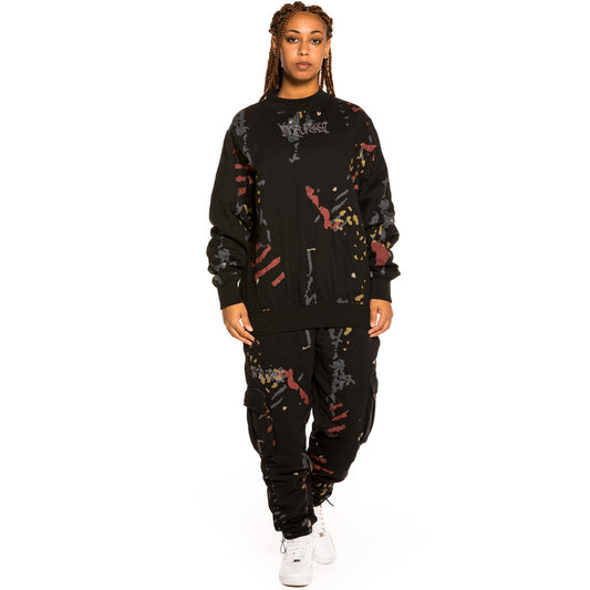 Sudadera Unisex Grimey "Jazz Thing All Over Print" Padded Crewneck - Black | Fall 21