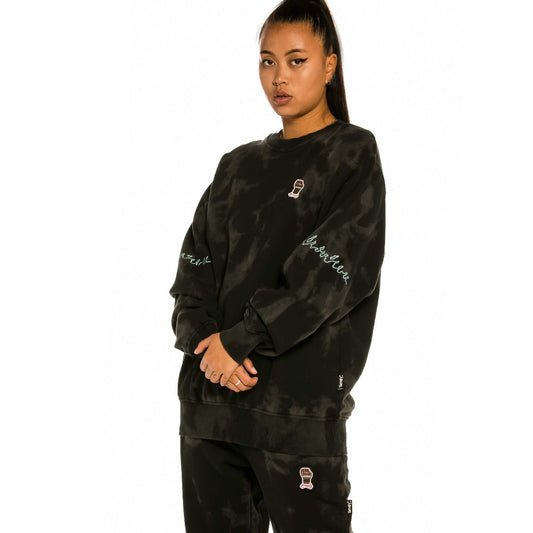Grimey "Day Dreamer" Unisex Crewneck - Bleached Black | Spring 22