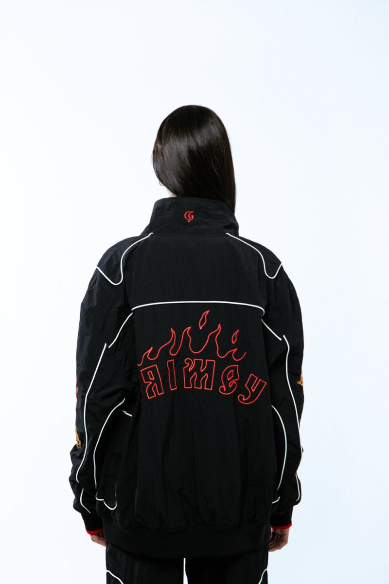 grimey トラックジャケット　フード Grimey The Lower Depths Track Jacket Black BLACK