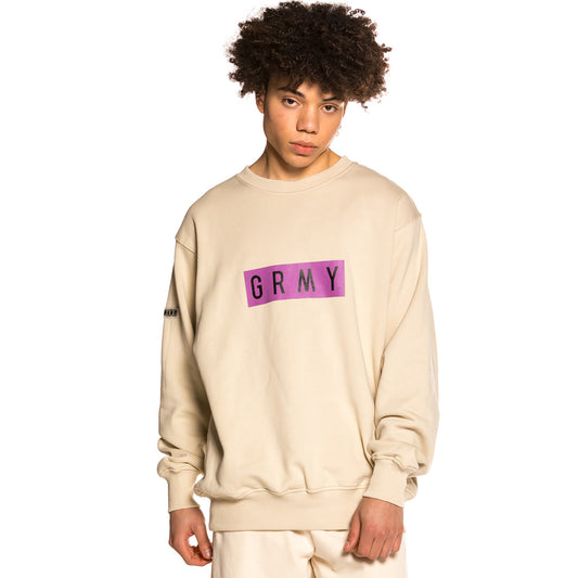 Grimey „Frenzy“-Sweatshirt mit Rundhalsausschnitt – Sand | Sommer 21