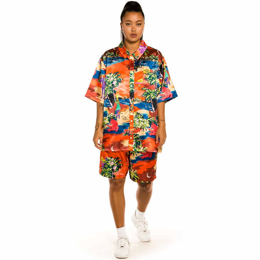 Unisex Grimey "Ocean Gateways" Button Up  Shirt - Red | Summer 22