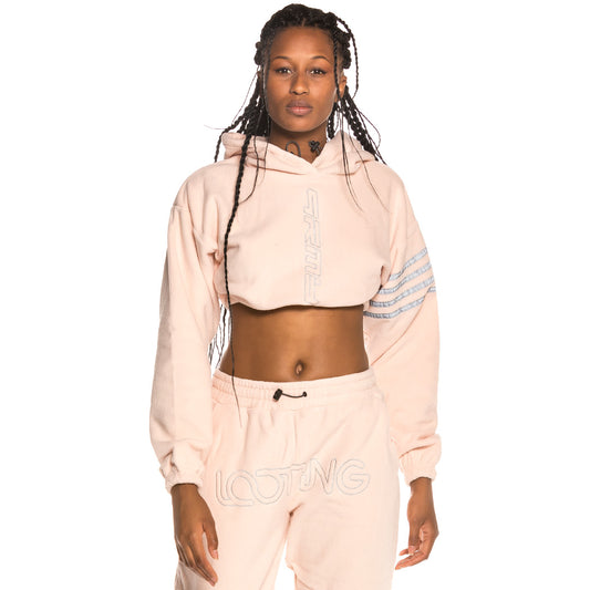 Sudadera Chica Grimey Sighting in Vostok Polar Fleece Crop Hoodie FW19 Pink