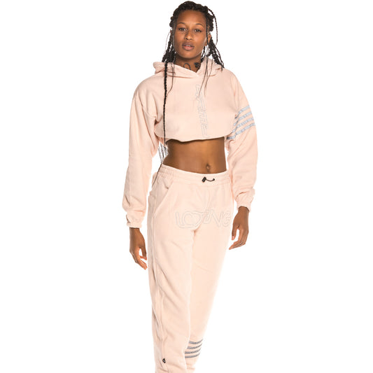 Sudadera Chica Grimey Sighting in Vostok Polar Fleece Crop Hoodie FW19 Pink