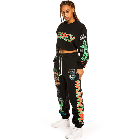 Pack Grimey Crop Hoodie + Sweatpant "Destroy All Fear" - Black | Fall 21