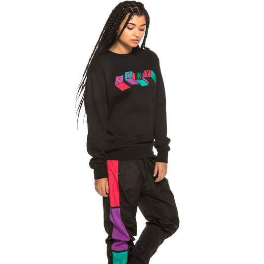 Unisex Sweatshirt Grimey Brick Top Satin Logo Rundhalsausschnitt SS19 Schwarz