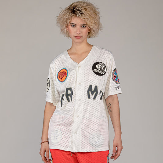 UNISEX GRIMEY THE CLOUT MESH-BASEBALL-T-SHIRT – WEISS | Frühling 23