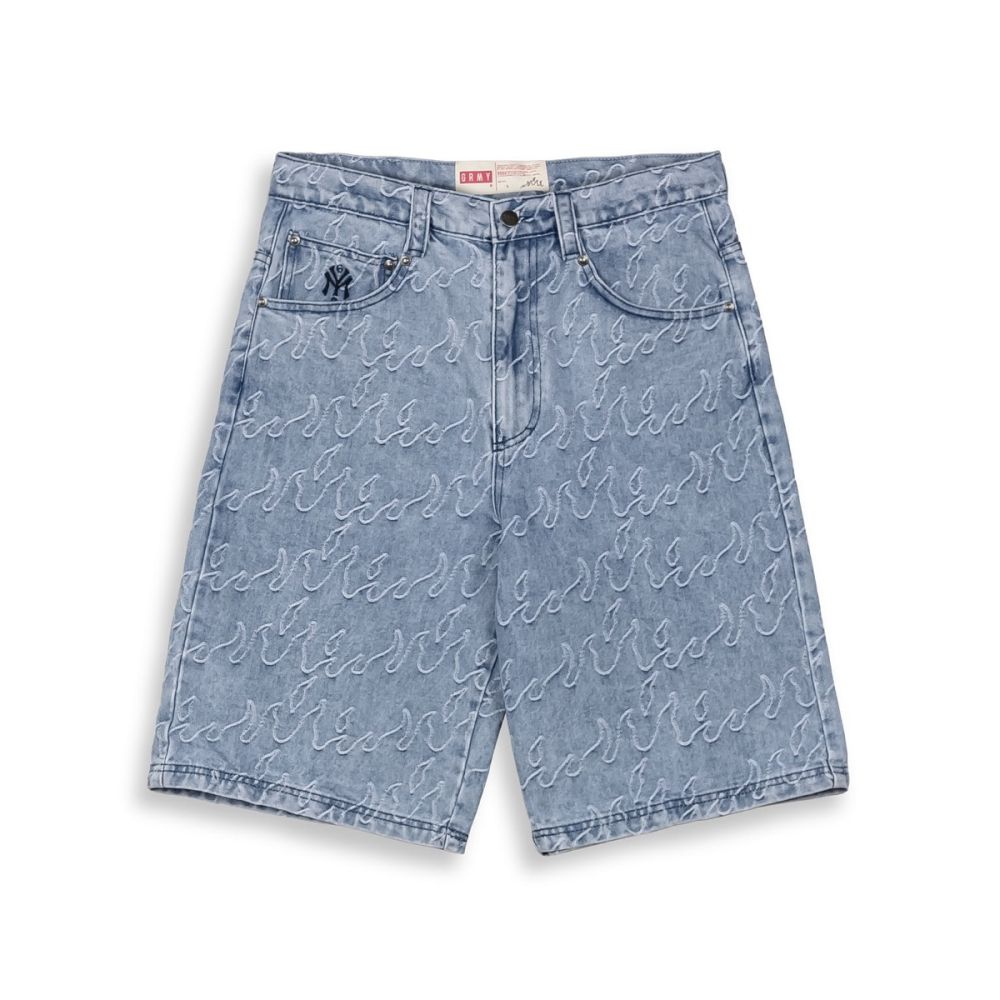 Pantalón Corto Grimey Sweet Science Baggy Jacquard Light Washed Blue