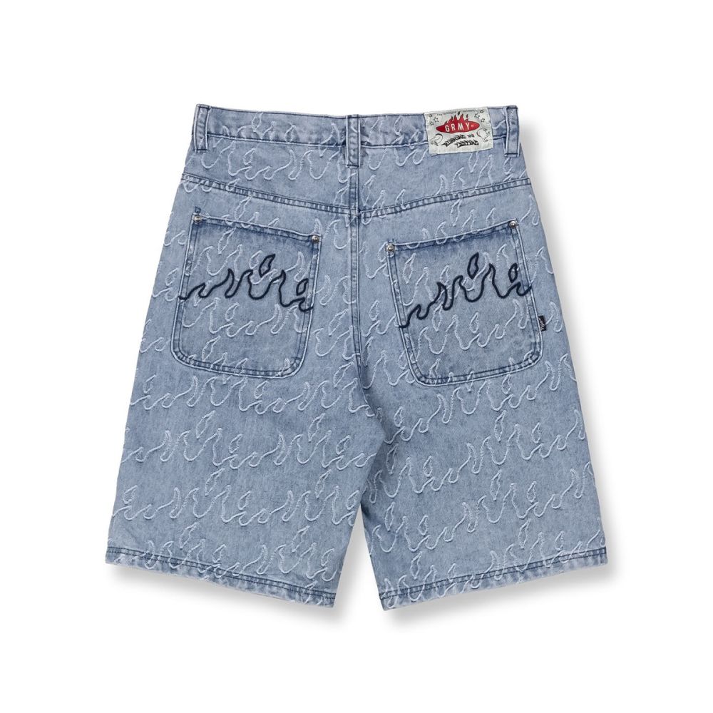 Pantalón Corto Grimey Sweet Science Baggy Jacquard Light Washed Blue