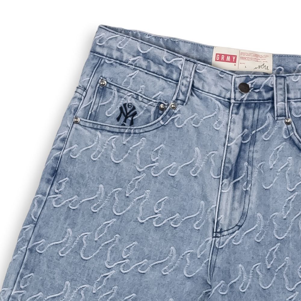 Pantalón Corto Grimey Sweet Science Baggy Jacquard Light Washed Blue
