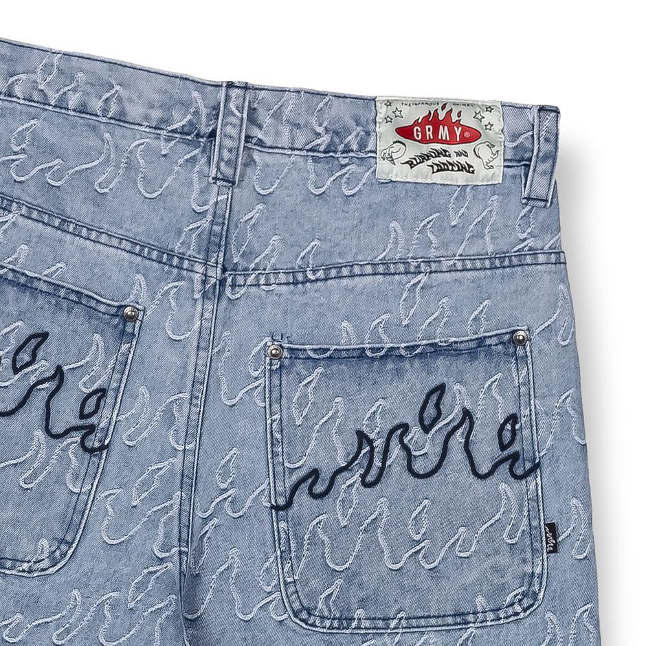 Pantalón Corto Grimey Sweet Science Baggy Jacquard Light Washed Blue