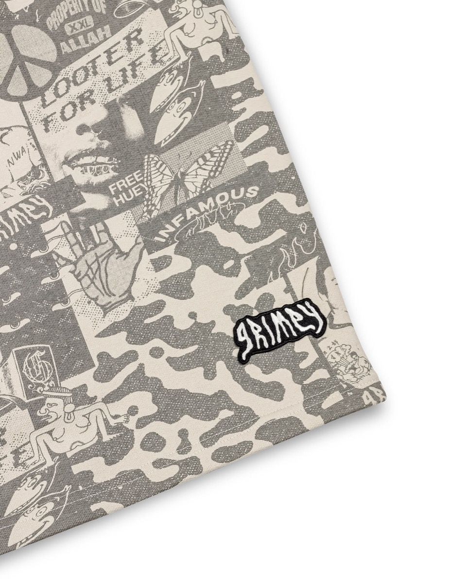 Pantalón corto Grimey Peace Within All Over Print Light Grey