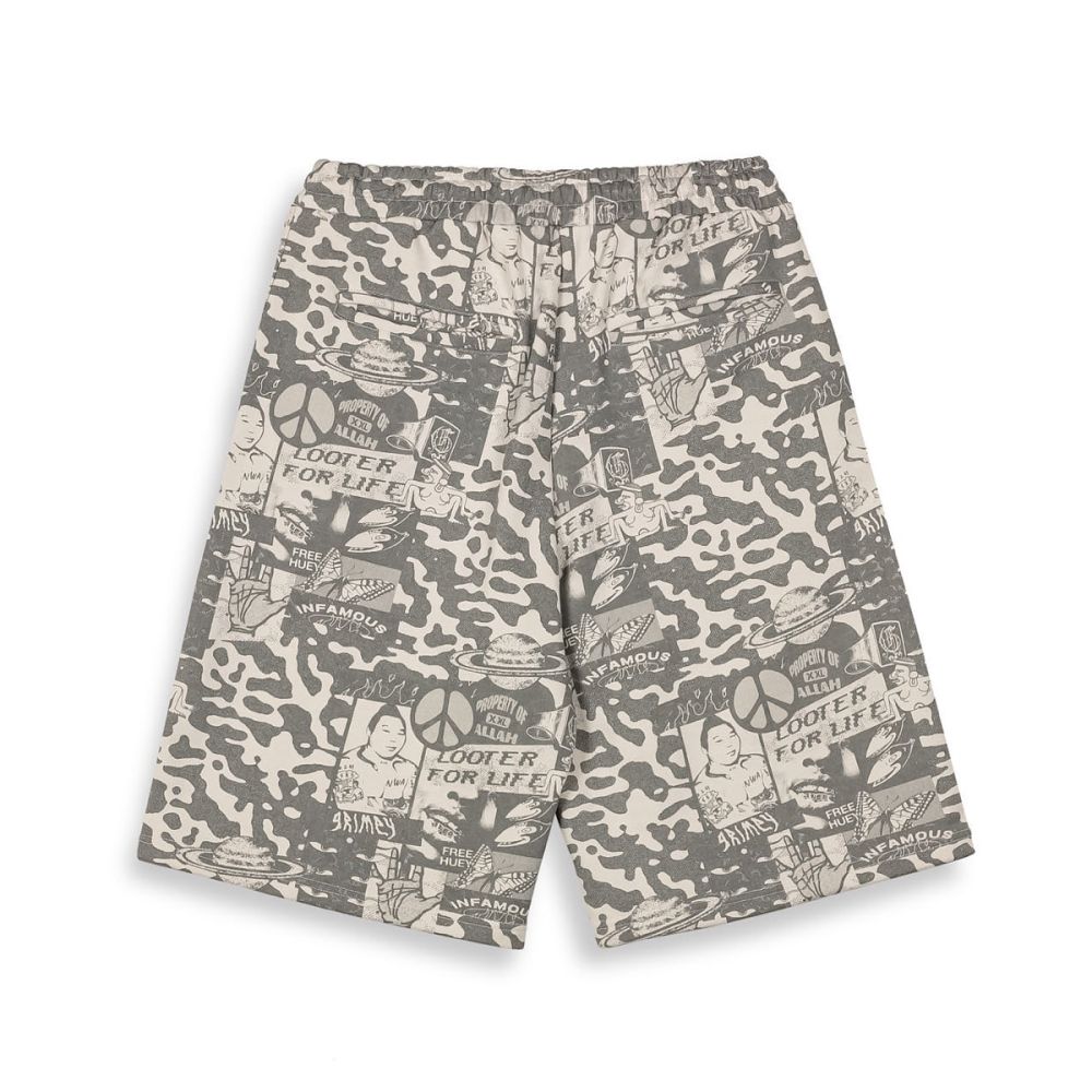 Pantalón corto Grimey Peace Within All Over Print Light Grey