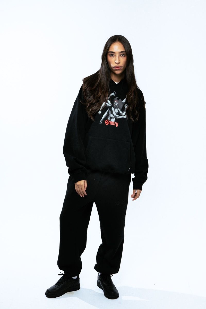 Grimey Saoirse Divine Council Boxy Hoodie Black