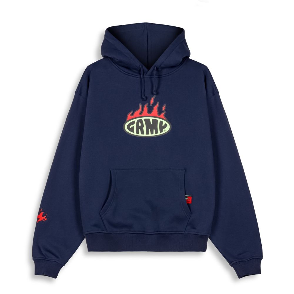 Grimey Scratching Memories Boxy Hoodie Navy