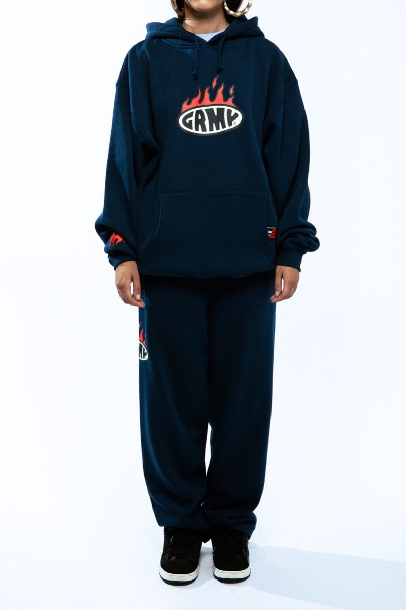 Grimey Scratching Memories Boxy Hoodie Navy