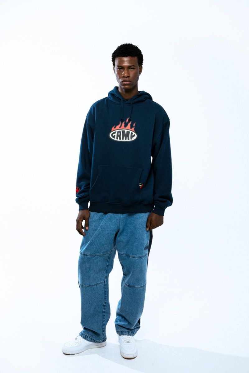 Grimey Scratching Memories Boxy Hoodie Navy