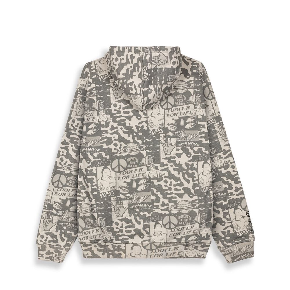 Sudadera Grimey Peace Within All Over Print Light Grey
