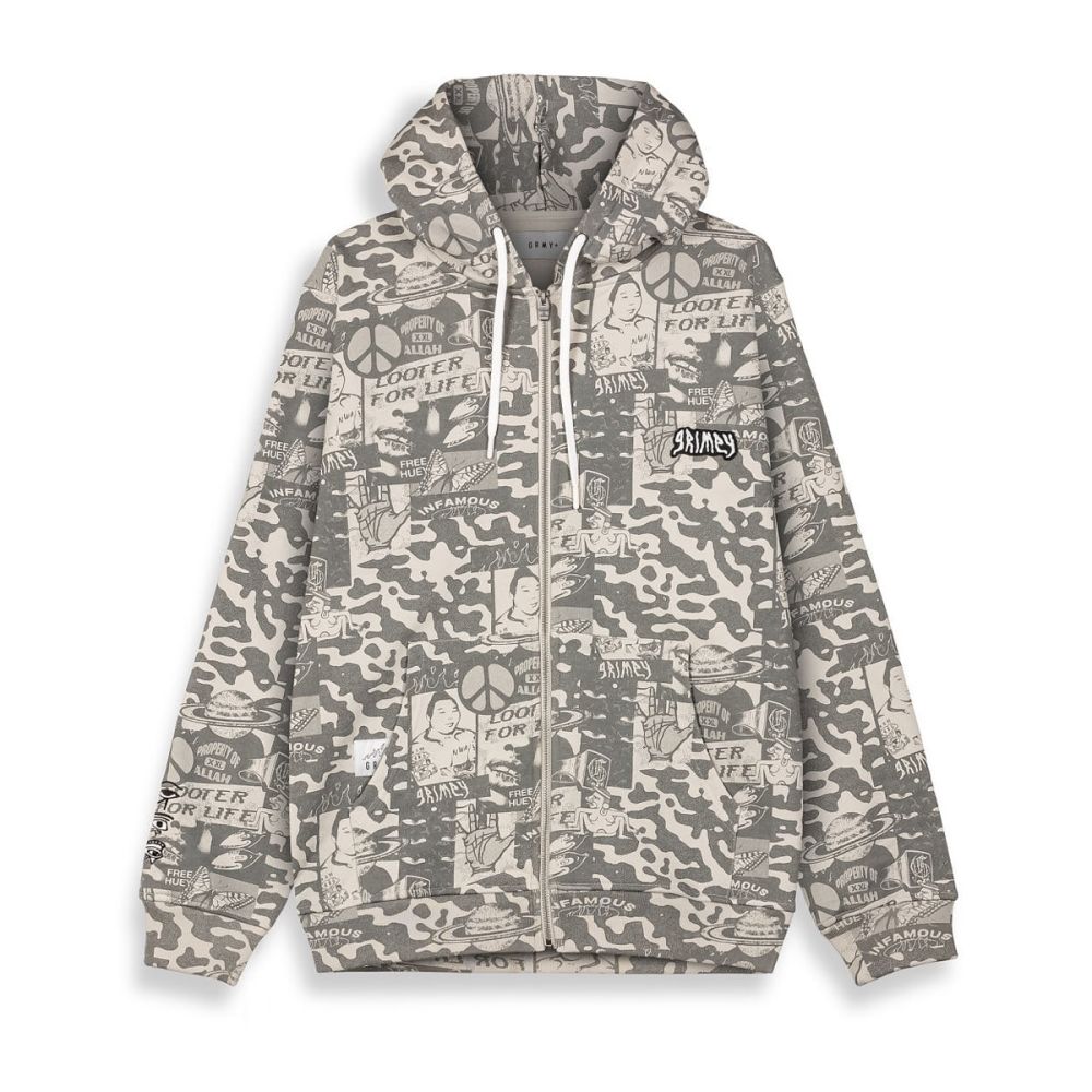 Sudadera Grimey Peace Within All Over Print Light Grey