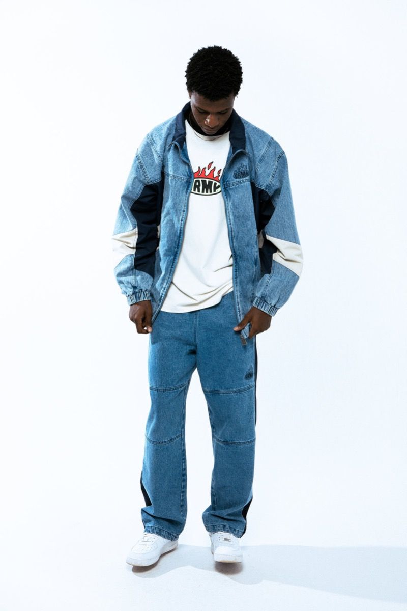 Grimey Scratching Memories Track Pants Washed Blue