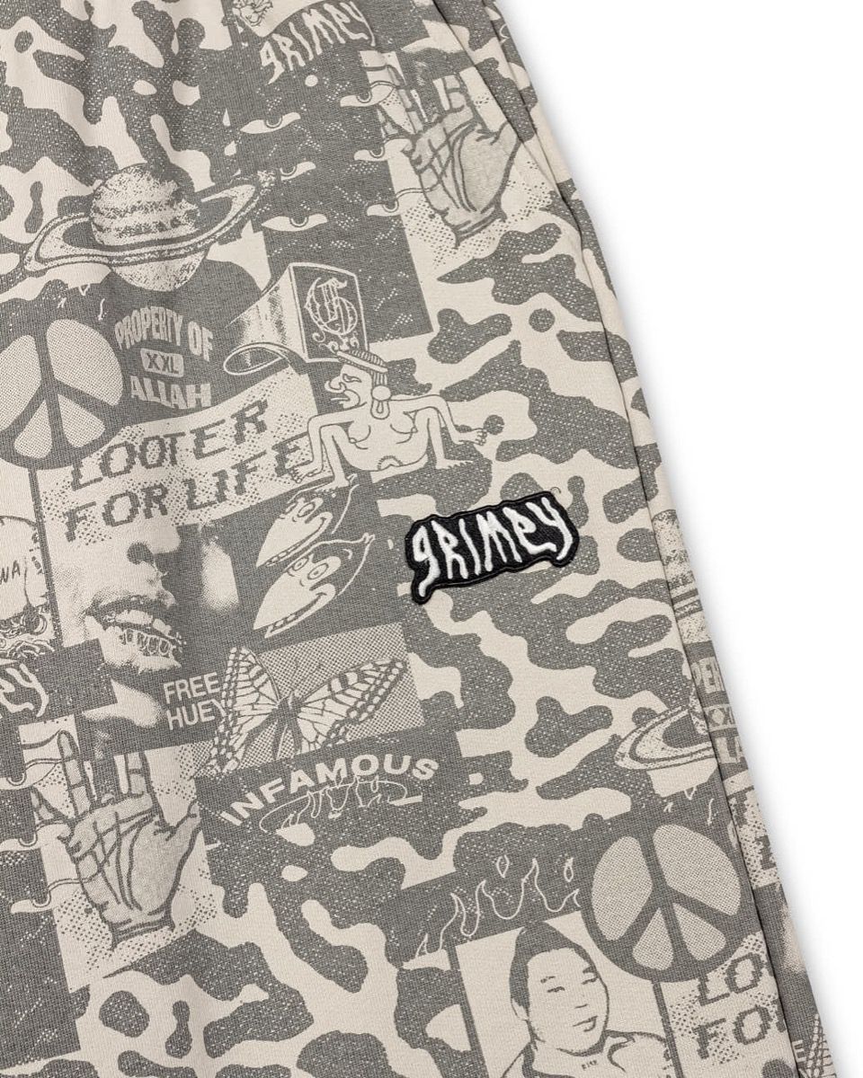 Pantalón chandal Grimey Peace Within All Over Print Light Grey
